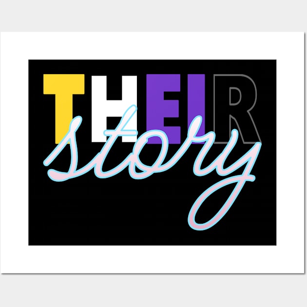 Theirstory womens history month theirstory nonbinary trans pride flag Wall Art by meldra